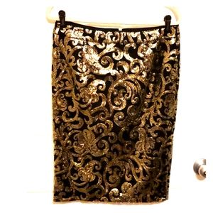 Gold sequined pencil skirt